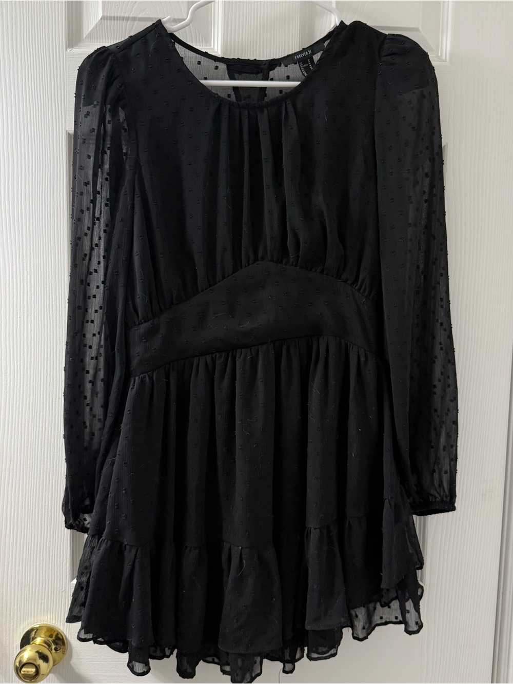 Forever 21 Black Sheer Swiss Dot Mini Dress